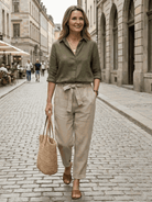 Two women modeling Casual Chic Duo breathable natural fabric two-piece outfits for mix and match style