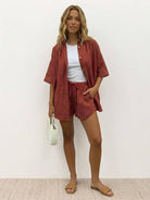 Coastal Linen Cotton two-piece set with breathable cotton-linen blend and relaxed fit