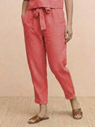 cotton-linen blend monochrome two-piece set breathable lightweight outfit