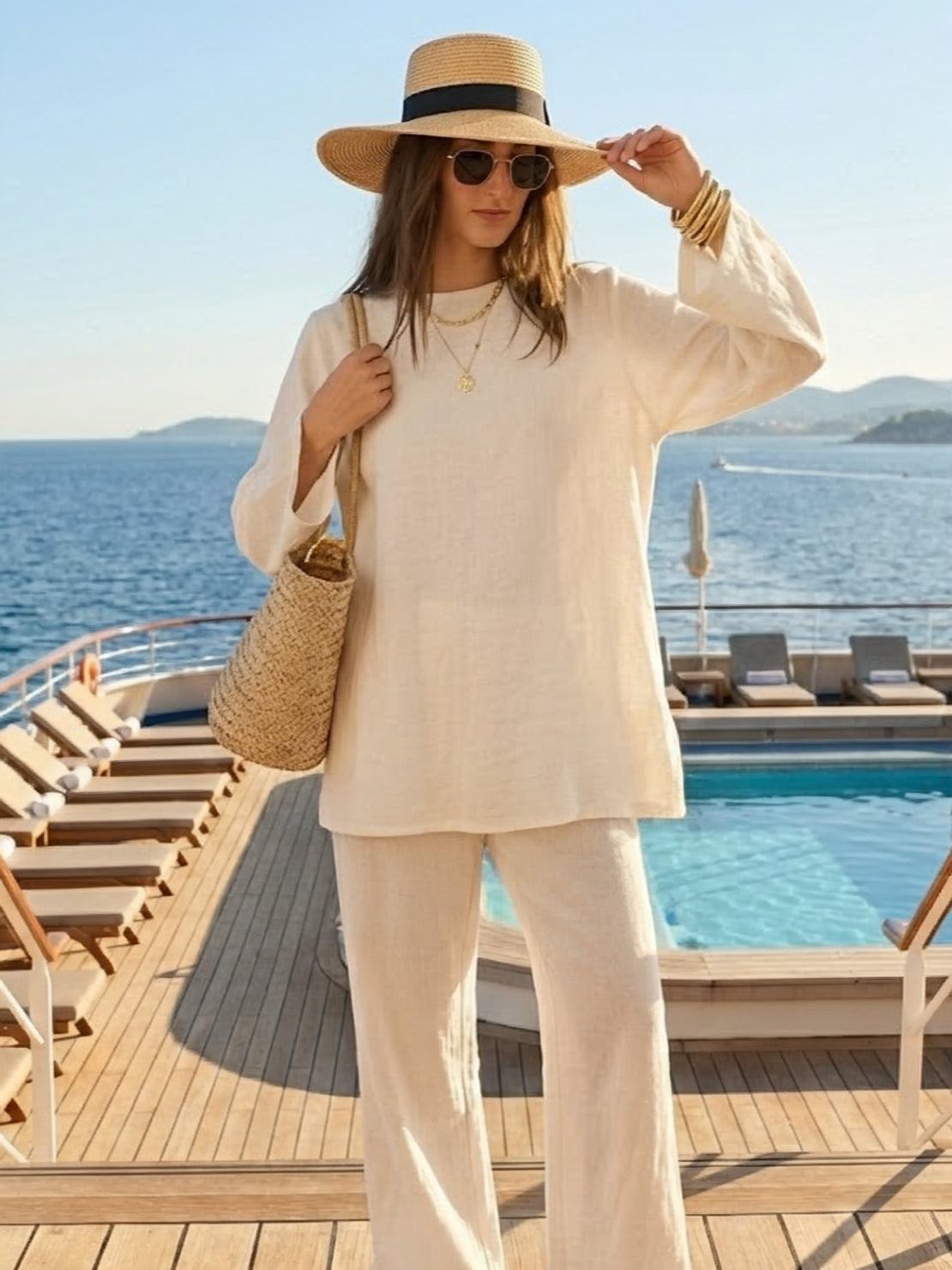 Everyday fashion loose-fit two-piece matching set in breathable fabric for casual comfort and style