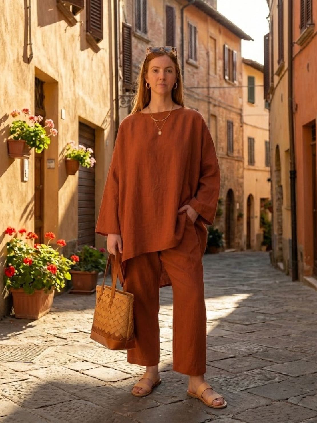 Everyday fashion loose-fit two-piece matching set in breathable fabric with relaxed silhouette