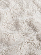 Close-up of soft white sherpa fabric texture for everyday wear oversized coat lining