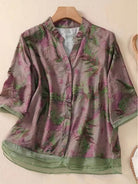 French boutique style organza blouse with elegant floral print and lightweight breathable fabric