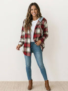 Highland Plaid Shacket cozy plaid overshirt with fleece lining and hood for cool weather layering