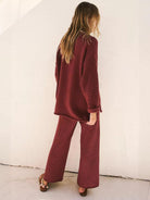 Two-piece oversized set for multi-weather comfort with relaxed fit and wrinkle-resistant fabric