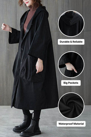 One Size Fits All Oversized Water Resistant Windbreaker Jacket