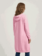 Oversized long zip sweatshirt hoodie with fleece lining and drawstring hood for casual layering