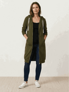 Oversized long zip sweatshirt hoodie with fleece lining and drawstring hood for casual layering