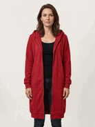 Oversized long zip sweatshirt hoodie with fleece lining and front pockets for casual layering