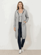 Oversized long zip sweatshirt hoodie with fleece lining and front pockets