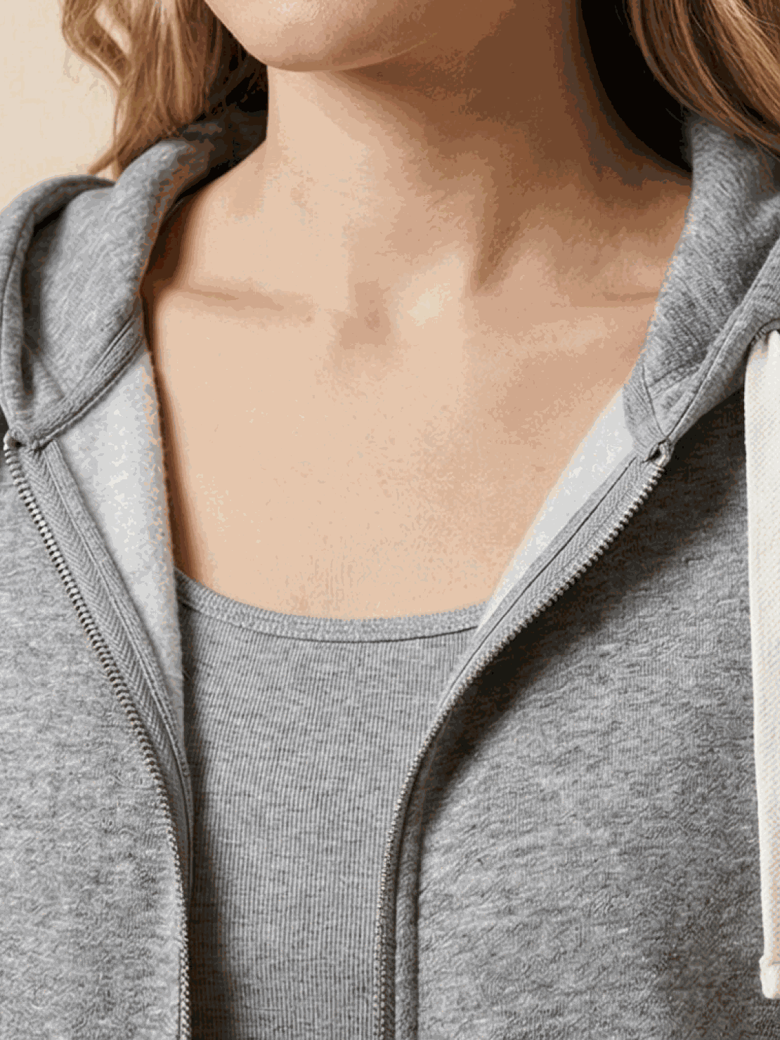 Women's oversized long zip sweatshirt hoodie with fleece lining and front pockets