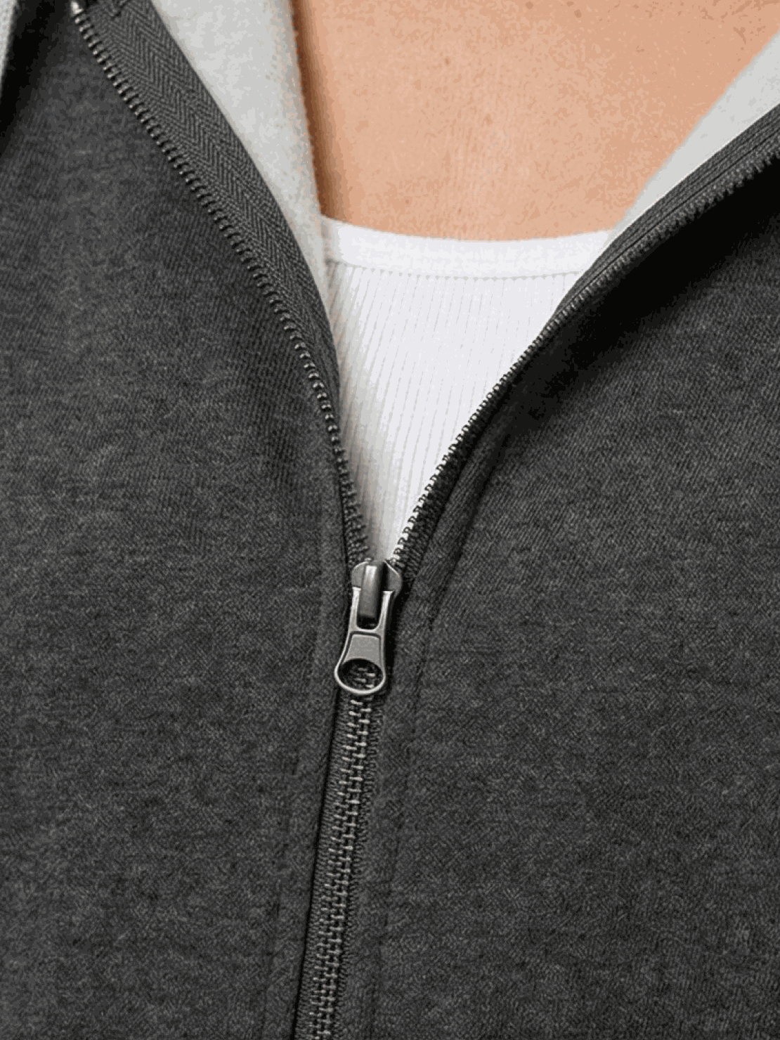 Oversized long zip sweatshirt hoodie with fleece lining and drawstring hood for casual layering