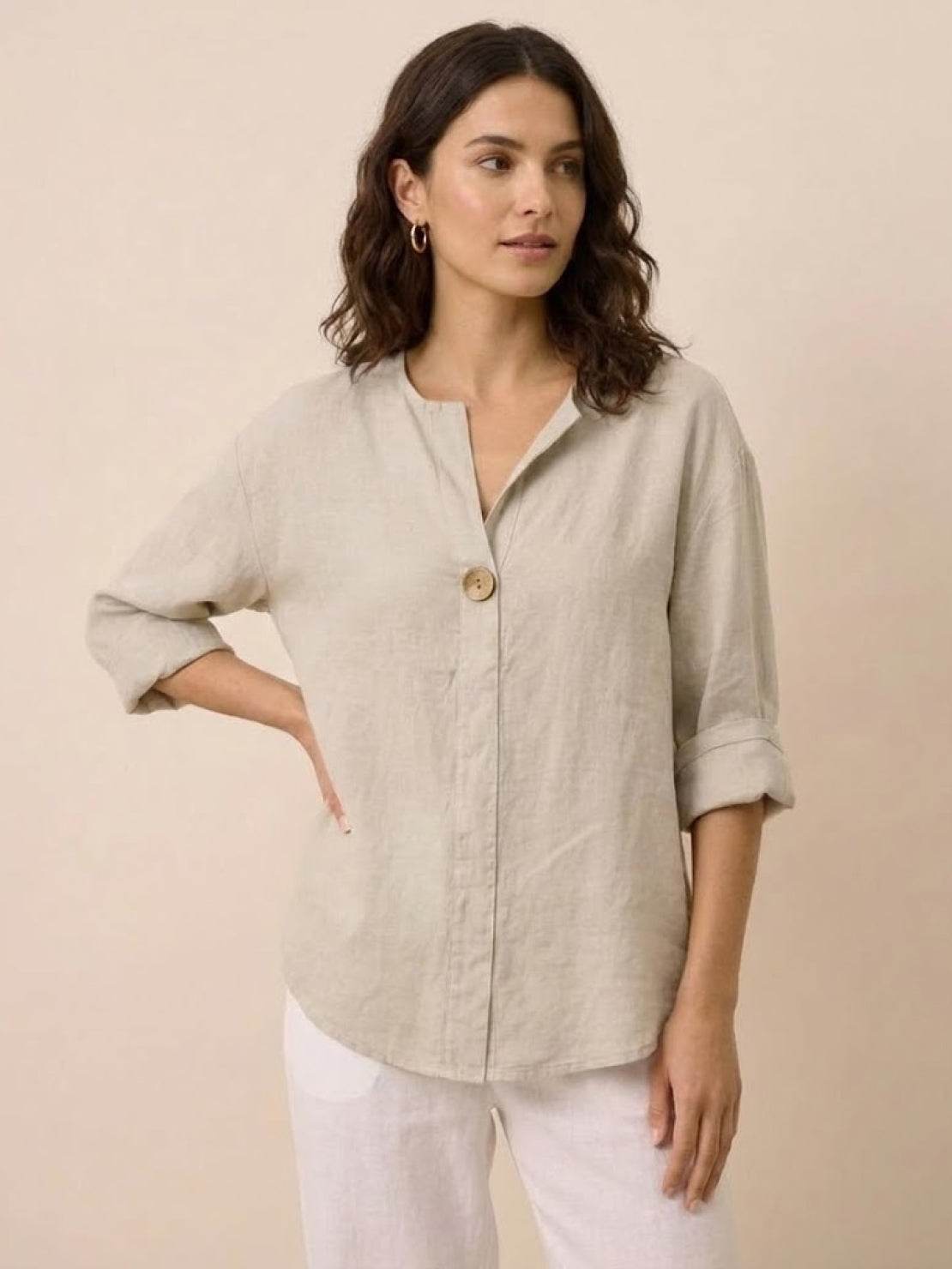Pure Linen Age-Defying Button Detail Shirt