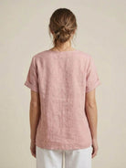 Relaxed Fit Linen Button-Up Tee with breathable fabric and button detail