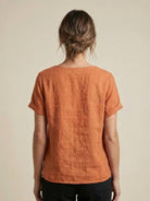 Relaxed Fit Linen Button-Up Tee with breathable cotton fabric and button detail