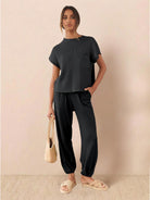Comfy Couture Knit Sweater two-piece set in soft, relaxed fit knit fabric with matching pants for versatile, comfortable style