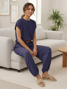 Comfy Couture Knit Sweater relaxed two-piece set in soft knit fabric with matching pants