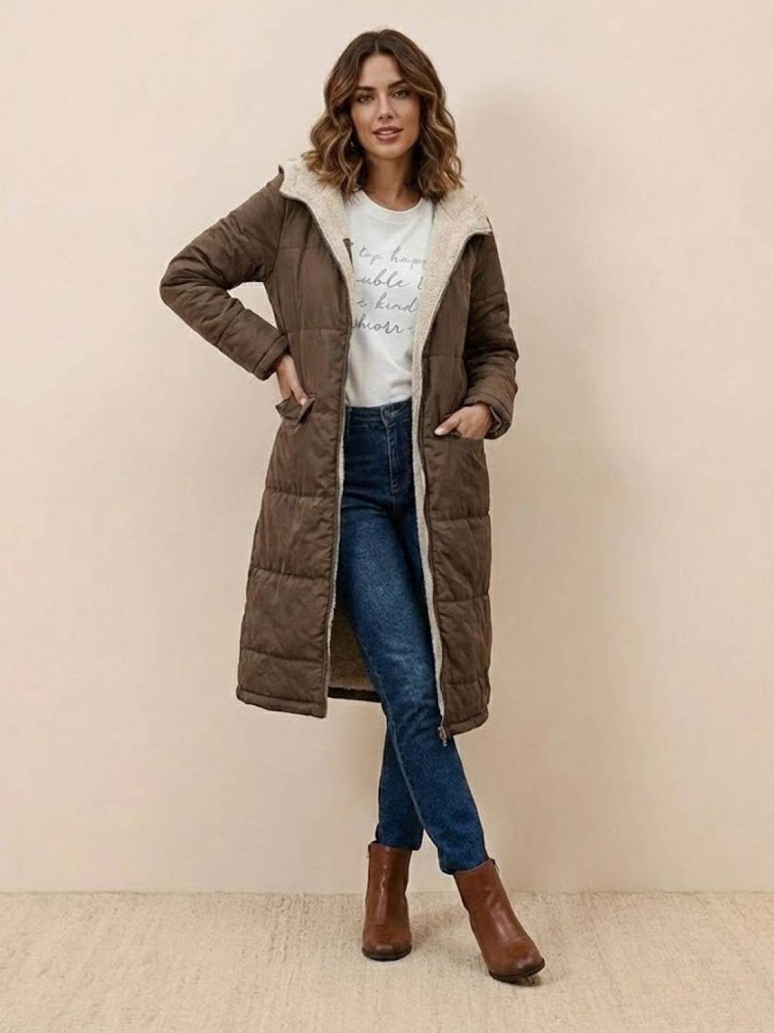 Sherpa-Lined Hooded Teddy Coat | Women's Linen Clothing– North