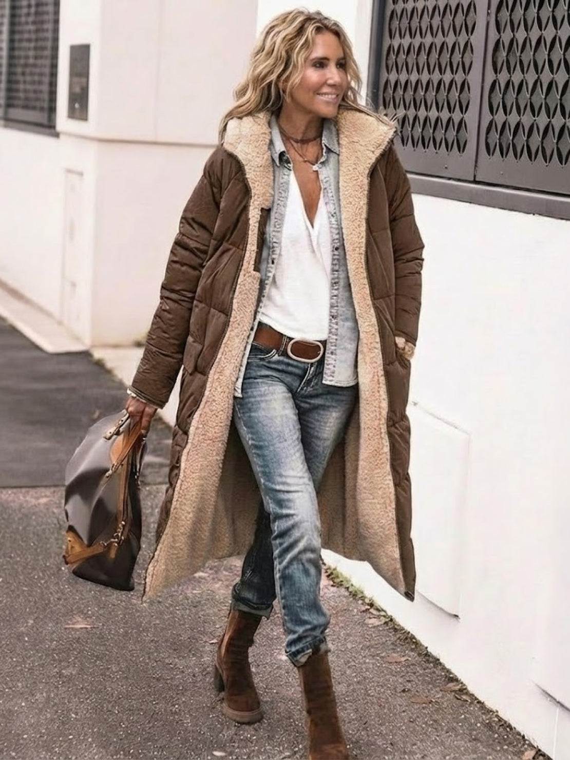 Sherpa-Lined Hooded Teddy Coat | Women's Linen Clothing– North