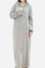 Gray stylish flannel hooded nightgown with front zipper and long sleeves for cozy comfort
