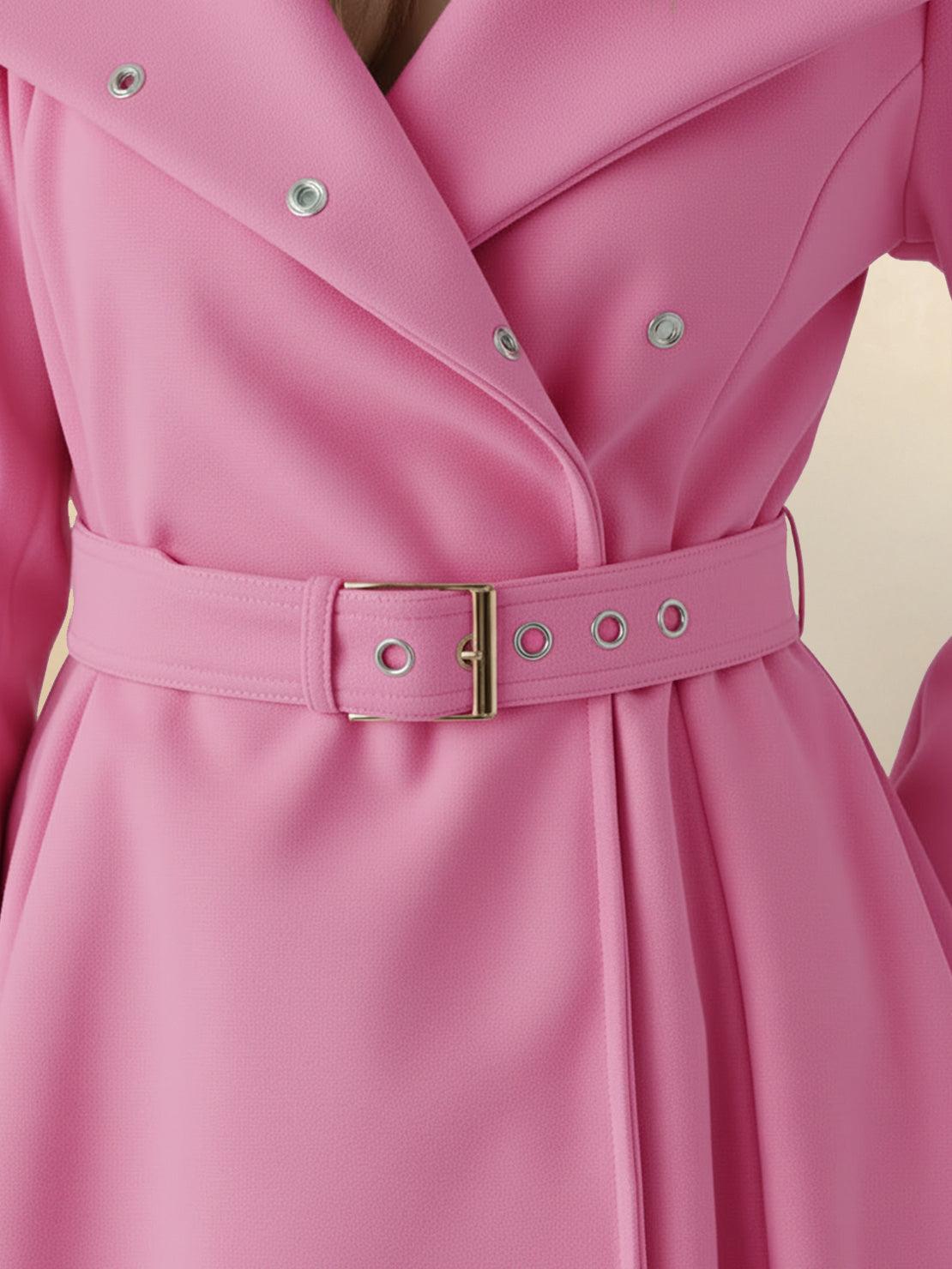 Water-repellent A-line hooded women's raincoat with insulated lining and belt