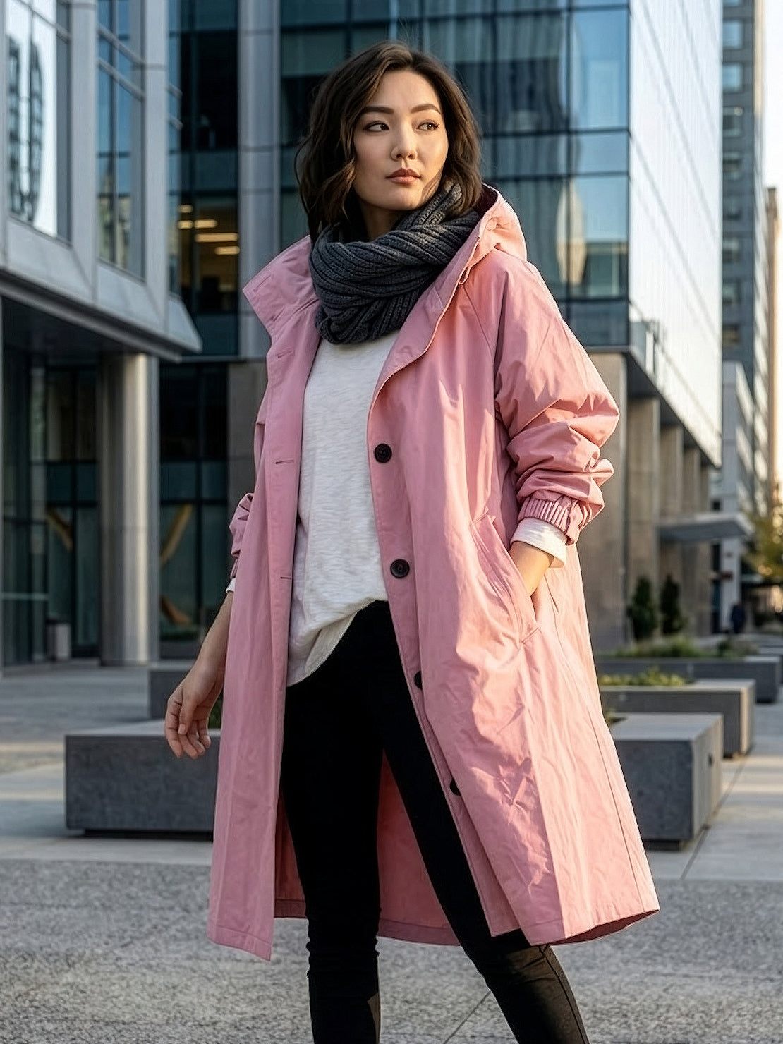 Water-Resistant Oversized Hooded Windbreaker Rain Jacket with multiple pockets and travel-friendly design