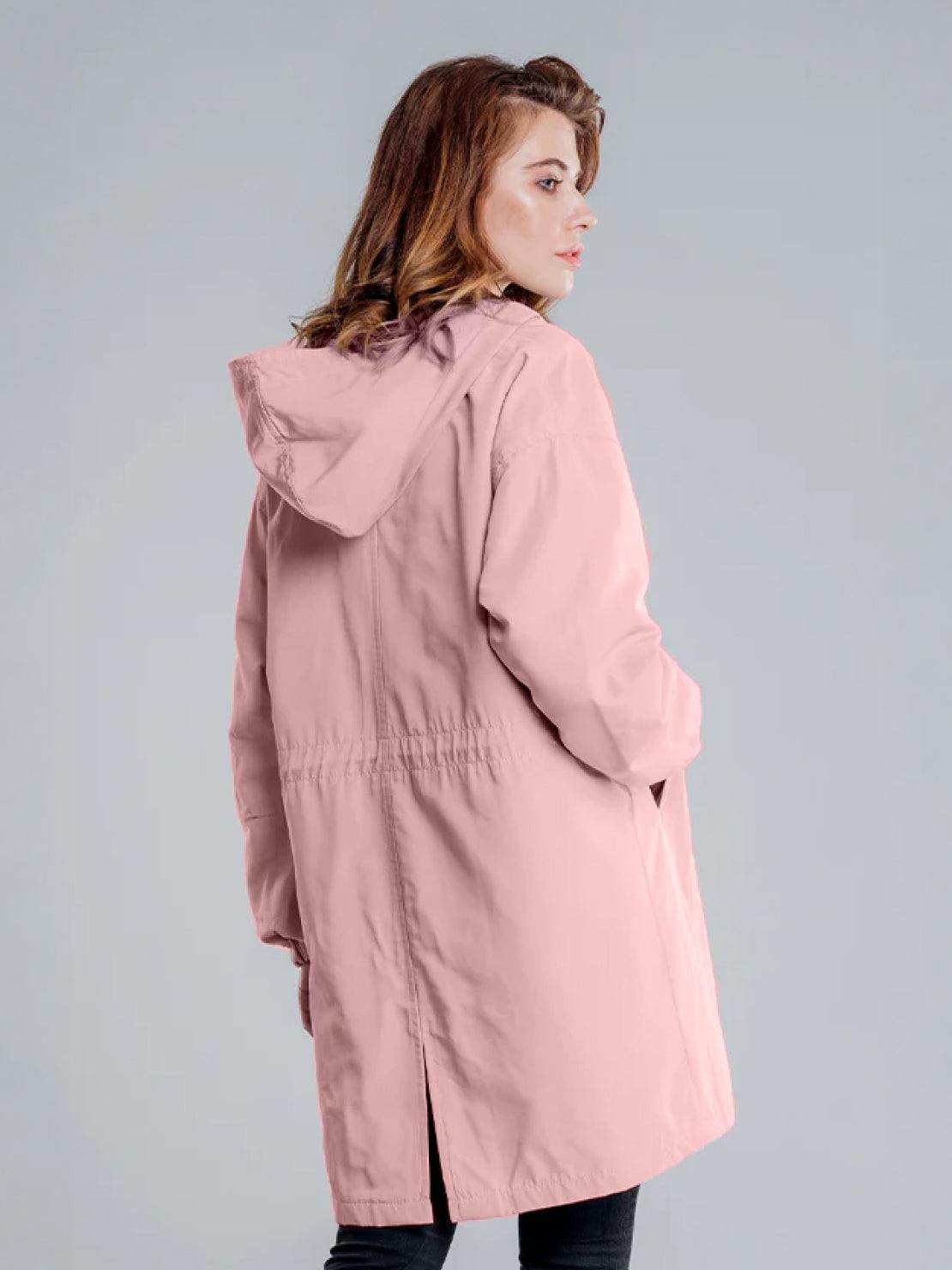 Water-Resistant Oversized Windbreaker hooded rain jacket with pockets