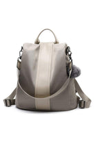 Anti theft waterproof fashion backpack with adjustable straps and multiple compartments in beige